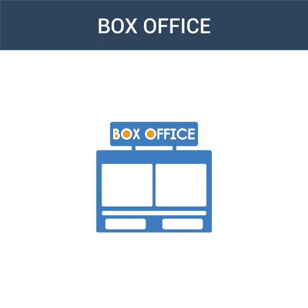 Twee Gekleurde Box Office Concept Vector Icoon Kleuren Doos Kantoor — Stockvector