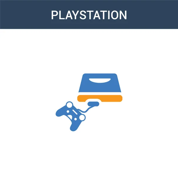 Zweifarbiges Playstation Konzeptvektorsymbol Farbige Playstation Vektorillustration Isoliertes Blaues Und Orangefarbenes — Stockvektor