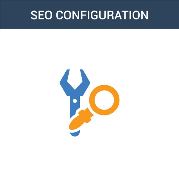 Dois Coloridos Seo Configuração Conceito Vetor Ícone Cores Seo Configuração —  Vetores de Stock