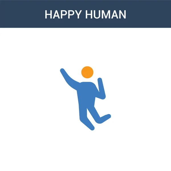 Dos Iconos Vector Concepto Humano Feliz Coloreado Color Feliz Ilustración — Vector de stock