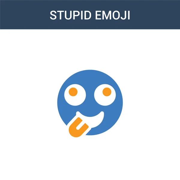 Two Colored Stupid Emoji Concept Vector Icon Color Stupid Emoji — Stock Vector