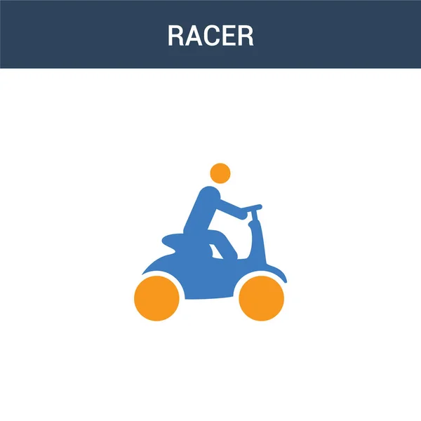 Zweifarbiges Racer Konzeptvektorsymbol Farbige Racer Vektor Illustration Isoliertes Blaues Und — Stockvektor