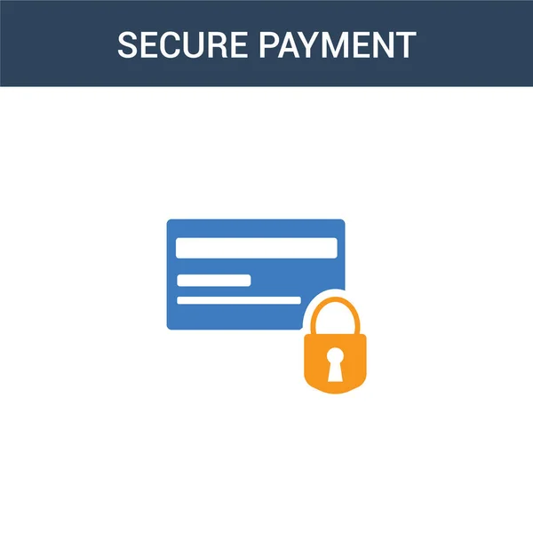 Två Färgade Secure Payment Koncept Vektor Ikon Färg Säker Betalning — Stock vektor