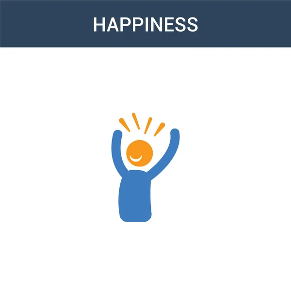 两个彩色的快乐概念矢量图标 2色快乐矢量图解 白色背景上孤立的蓝色和橙色大脑图标 — 图库矢量图片