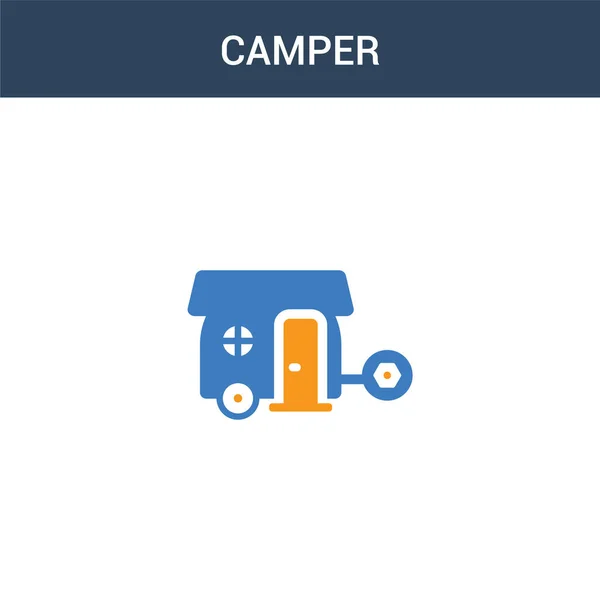 Dois Colorido Camper Conceito Vetor Ícone Ilustração Vetor Camper Cor — Vetor de Stock