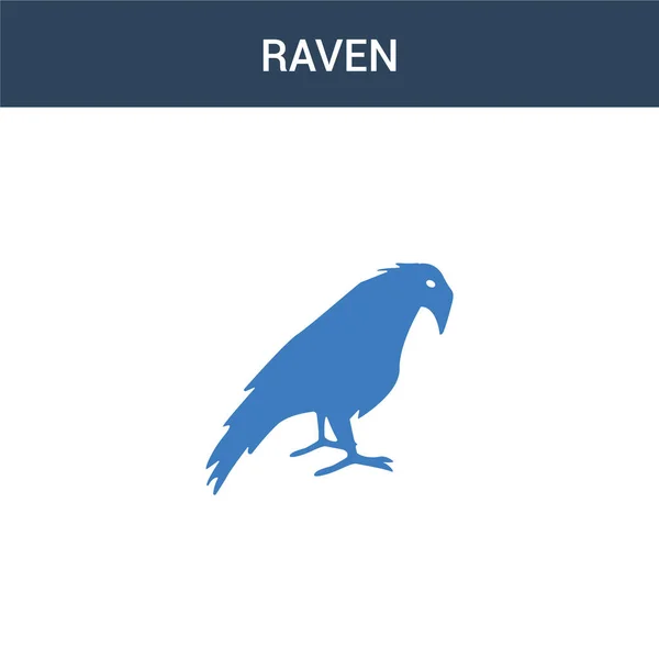 Dos Color Raven Icono Vector Concepto Ilustración Vectores Color Raven — Archivo Imágenes Vectoriales