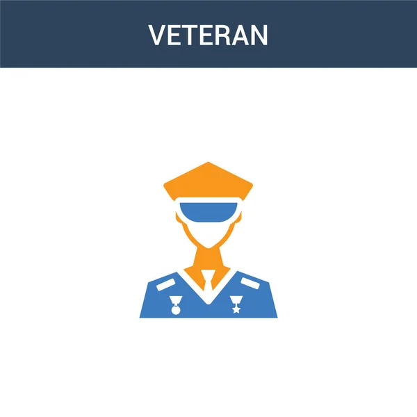 Δύο Χρωματιστά Veteran Έννοια Διάνυσμα Εικονίδιο Έγχρωμη Veteran Διανυσματική Απεικόνιση — Διανυσματικό Αρχείο