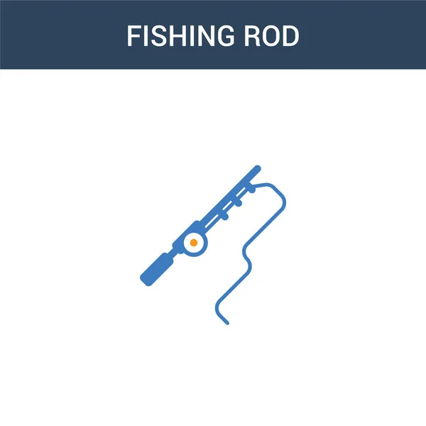 Two Colored Fishing Rod Concept Vector Icon Color Fishing Rod — Stock Vector