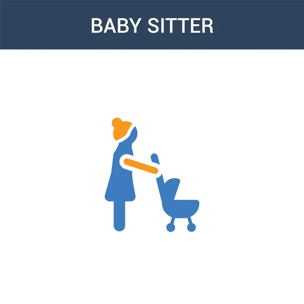 Twee Gekleurde Baby Sitter Concept Vector Icoon Kleuren Baby Sitter — Stockvector