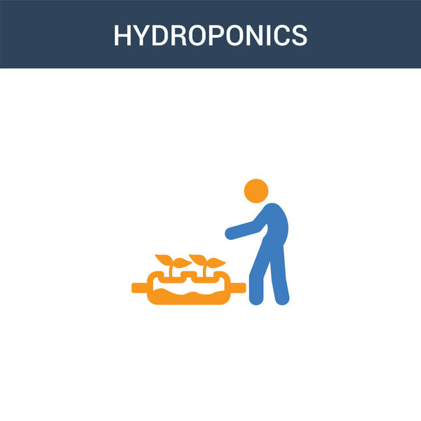 two colored Hydroponics concept vector icon. 2 color Hydroponics vector illustration. isolated blue and orange eps icon on white background.