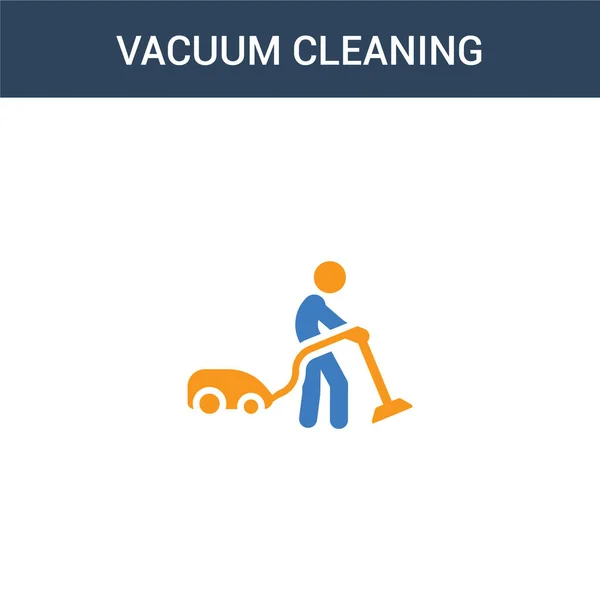 Two Colored Vacuum Cleaning Concept Vector Icon Color Vacuum Cleaning — Stock Vector