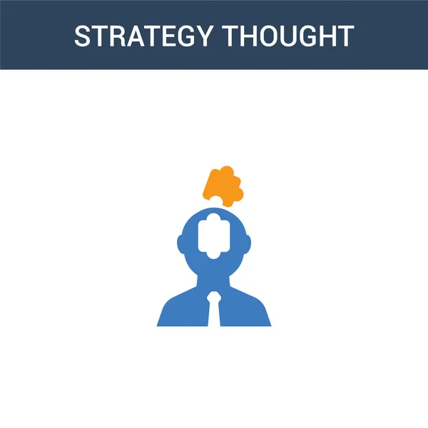 Dois Coloridos Estratégia Pensamento Conceito Vetor Ícone Cor Estratégia Pensamento — Vetor de Stock