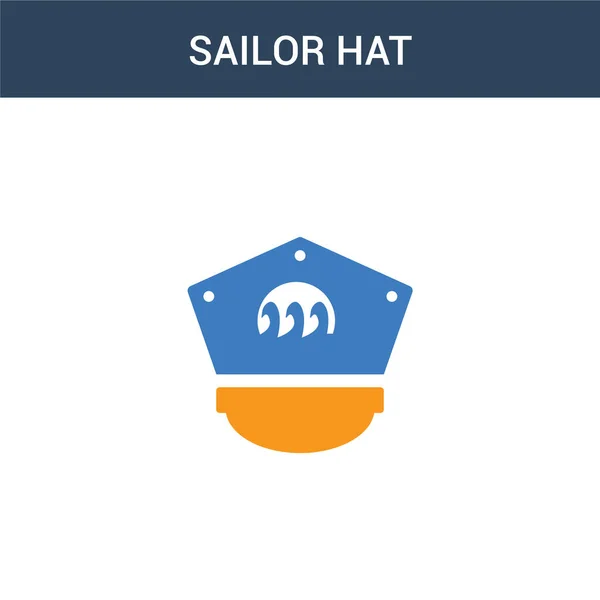 Dois Colorido Sailor Hat Conceito Vetor Ícone Cor Sailor Chapéu —  Vetores de Stock