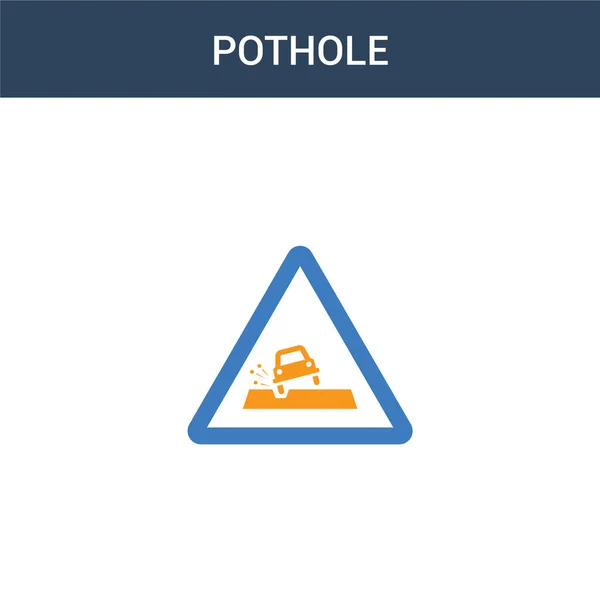 Dos Colores Pothole Concepto Vector Icono Ilustración Vectorial Pothole Color — Vector de stock