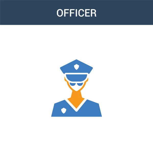 Två Färgade Officer Koncept Vektor Ikon Färg Officer Vektor Illustration — Stock vektor