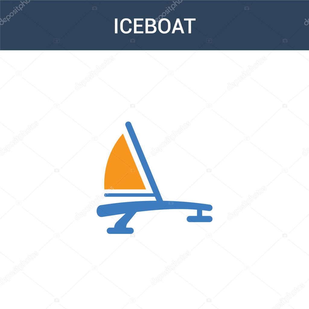 two colored iceboat concept vector icon. 2 color iceboat vector illustration. isolated blue and orange eps icon on white background.
