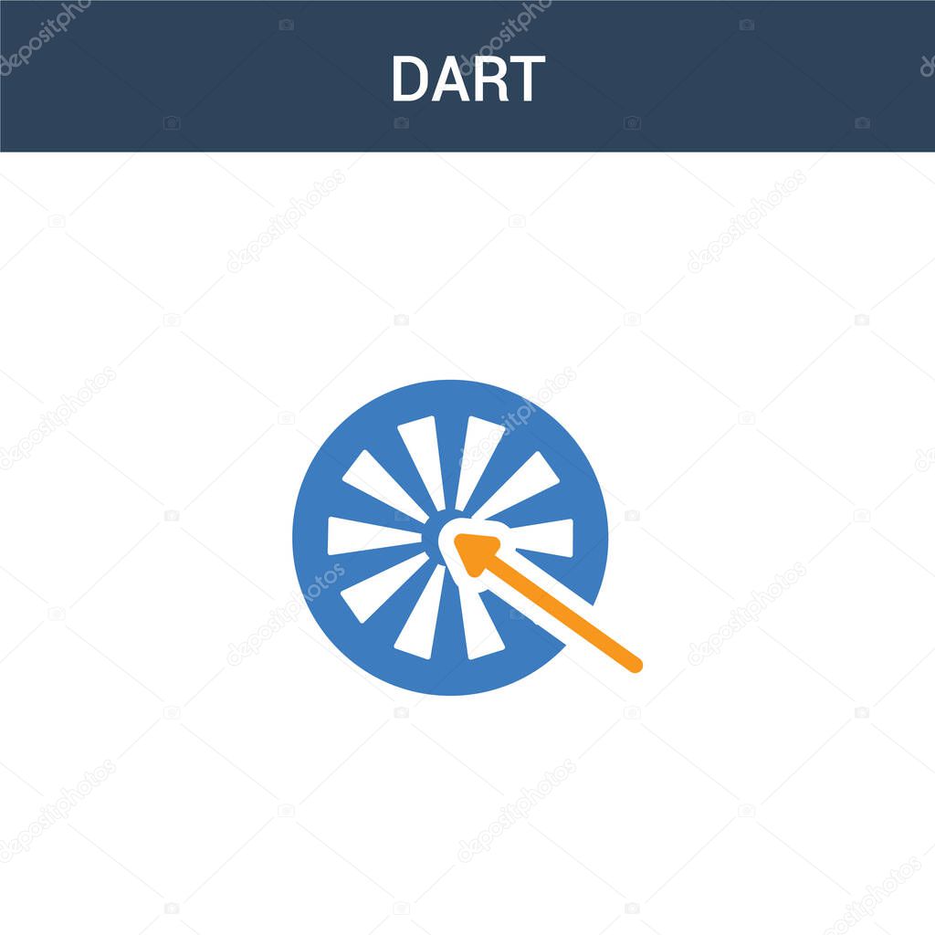 two colored Dart concept vector icon. 2 color Dart vector illustration. isolated blue and orange eps icon on white background.