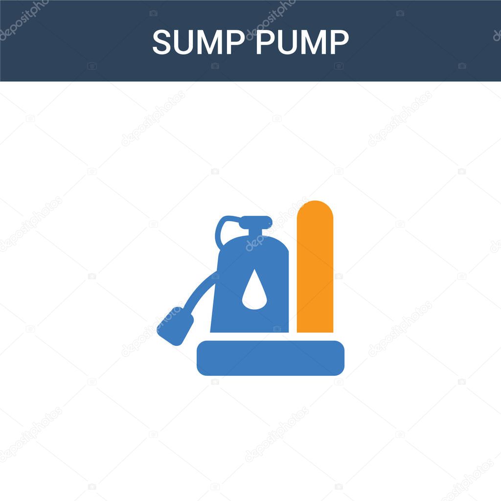 two colored Sump Pump concept vector icon. 2 color Sump Pump vector illustration. isolated blue and orange eps icon on white background.