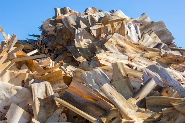 Nahaufnahme Von Verarbeiteten Holzabfällen Und Holzspänen — Stockfoto