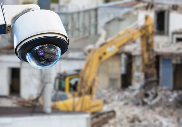 CCTV camera construction site — Stockfoto