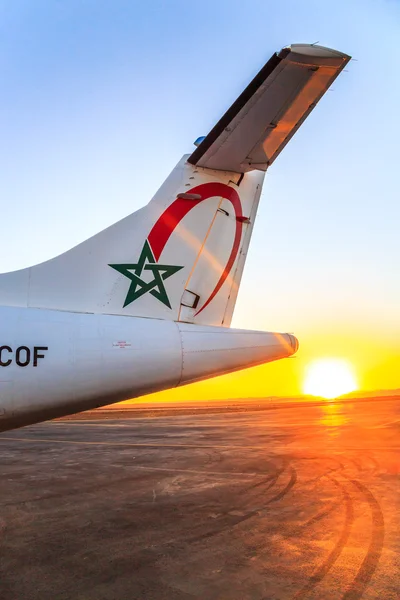 Ouarzazate, Morocco - Feb 28, 2016: tail of the cargo plane of the airline Royal Air Morocco — Stock Photo, Image