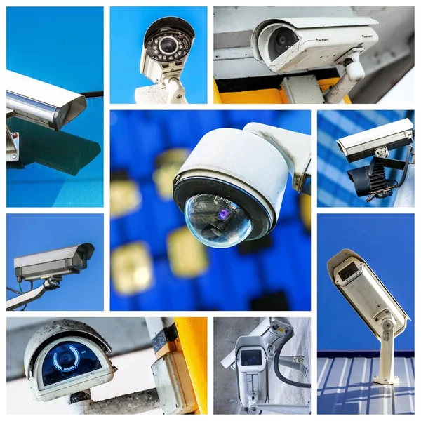 Collage of security camera and urban video — Stock Photo, Image