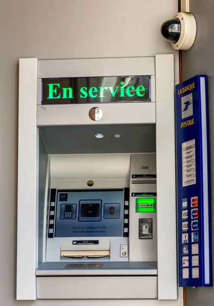 La rochelle, France - April 19, 2016: Automatic ticket dispenser with a surveillance camera — Stock Photo, Image