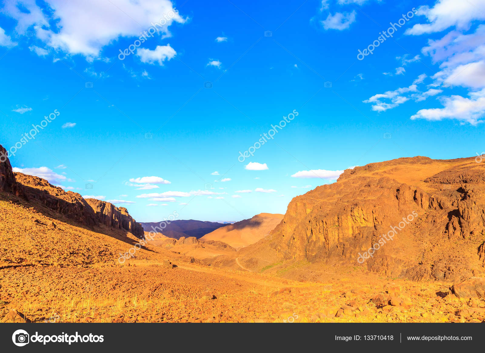 Beautiful Moroccan Mountain Landscape In Desert With Blue Sky Stock Photo Image By C Pixinooo 133710418