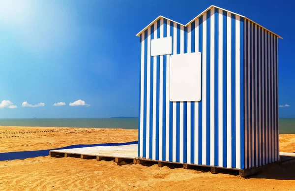 Cabins on a beach in benidorm — Stock Photo, Image