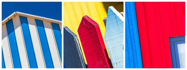 Collage de fotos panorámicas de cabañas de colores —  Fotos de Stock