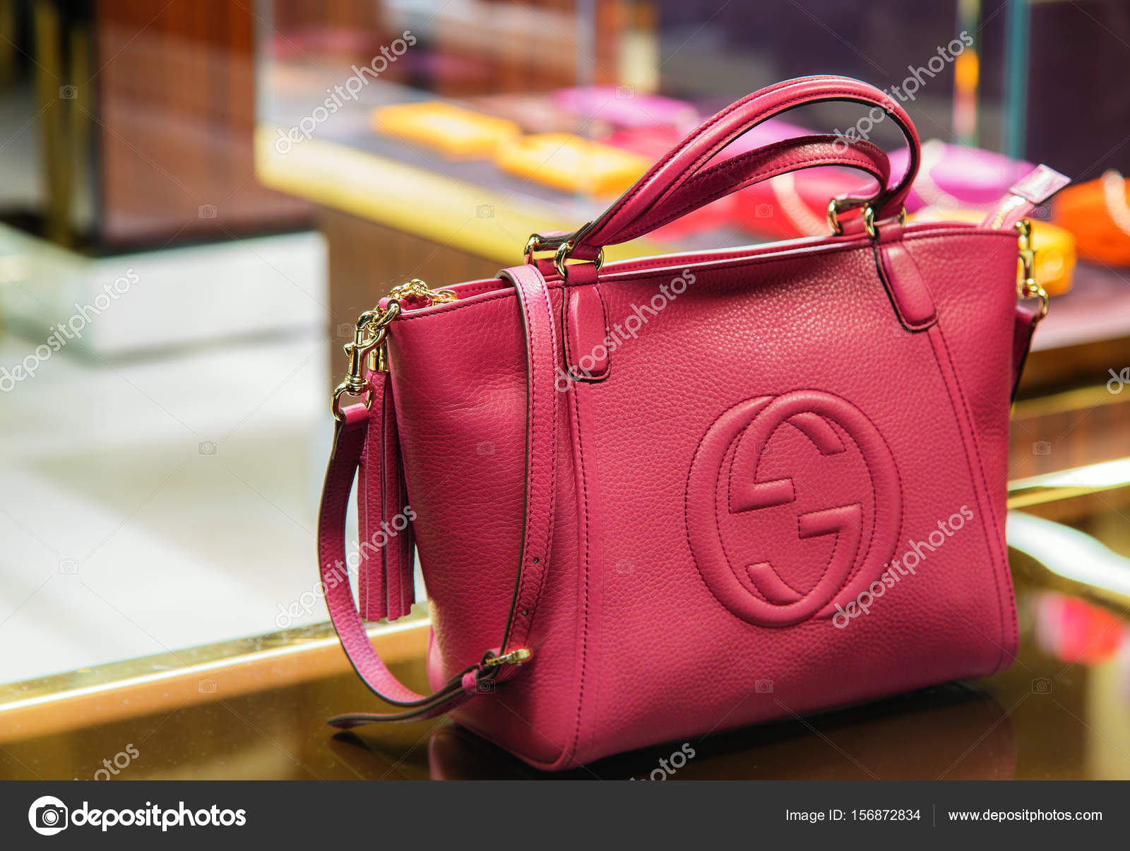 Italy, - March 20, 2015: Handbags in a Gucci in old – Stock Photo © Pixinooo #156872834