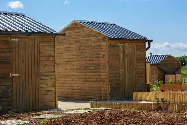 Green recovery of rainwater outside in town garden