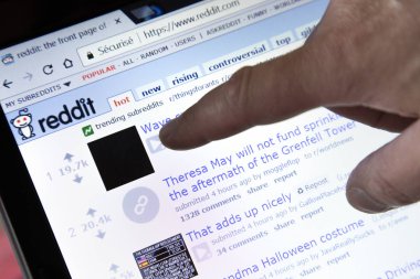 Paris, Fransa - 19 Ekim 2017: Reddit fotoğraf ana sayfasında bir