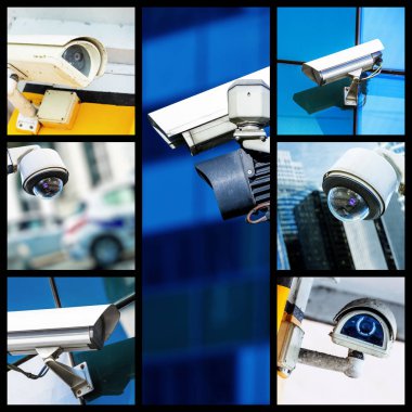 Kolaj closeup güvenlik Cctv kamera veya gözetim sistemi