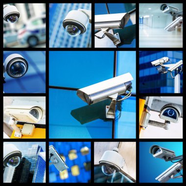 Kolaj closeup güvenlik Cctv kamera veya gözetim sistemi