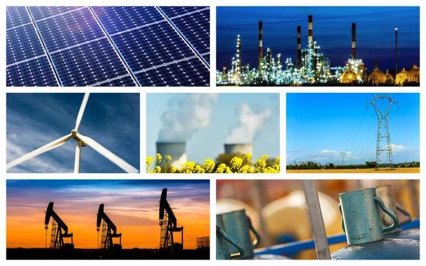 Panoramic collage of Power and energy concepts and products — Stock Photo, Image