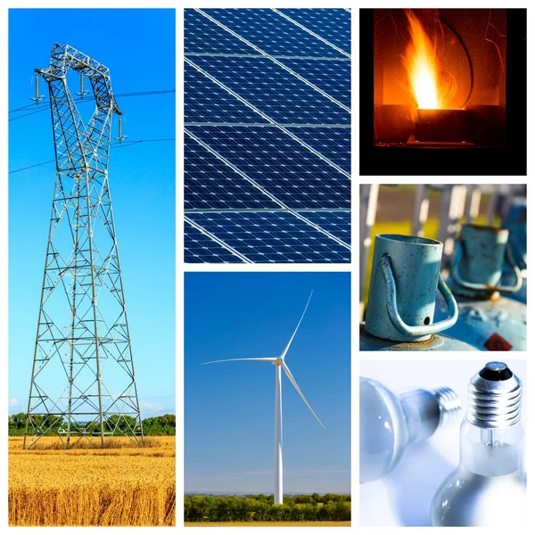 Collage of Power and energy concepts and products — Stock Photo, Image