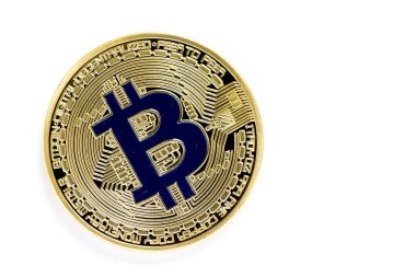 Altın bitcoin (sanal para) beyaz arka plan üzerinde izole