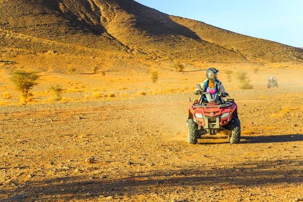 AIT Saoun, Fas - 23 Şubat 2016: Çölde kadın binicilik dört Kiralama