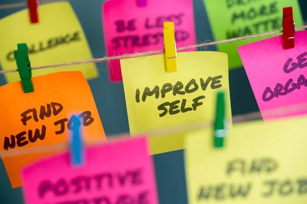 Sticky notes with improve self written — Stock Photo, Image