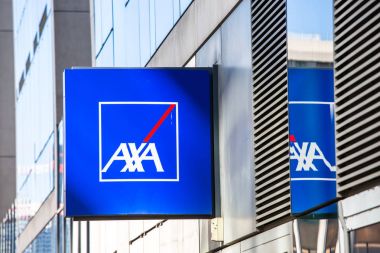 Bir Fransız sigorta şirketi AXA logosu bir bina, axa olduğunu