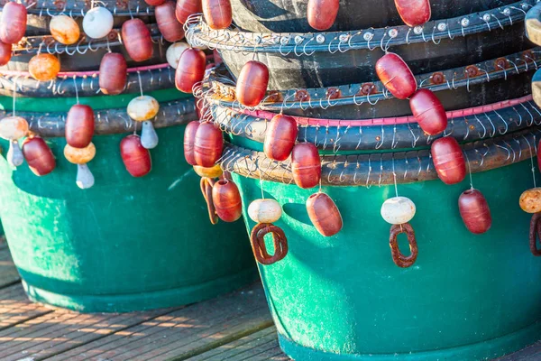 Trappole Aragoste Piedi Molo Preparato Pesca Con Corde Boe — Foto Stock