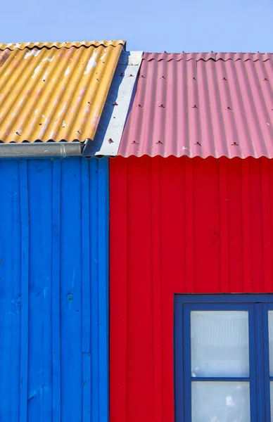 Close Colorful Fishing Huts Red Blue — Stock Photo, Image
