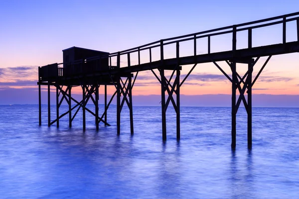Very Beautiful View Fishing Huts Sunset Atlantic Ocean — Stock Photo, Image