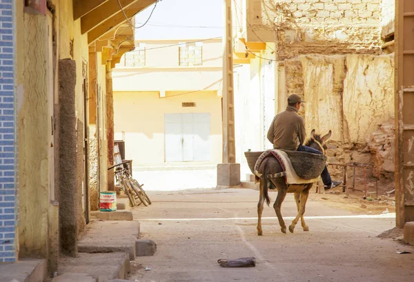 Adam boş sokakta sürme eşek