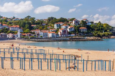 Beach of Ciboure and Fort de Socoa in the Pyrenees-Atlantiques d clipart