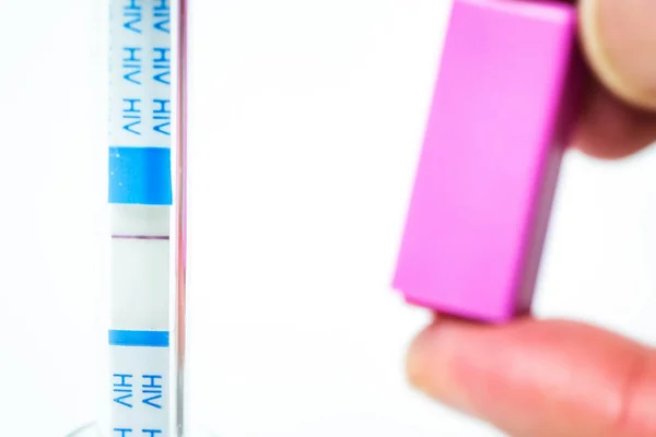 Focus on an HIV self-test with seronegative result — Stock Photo, Image