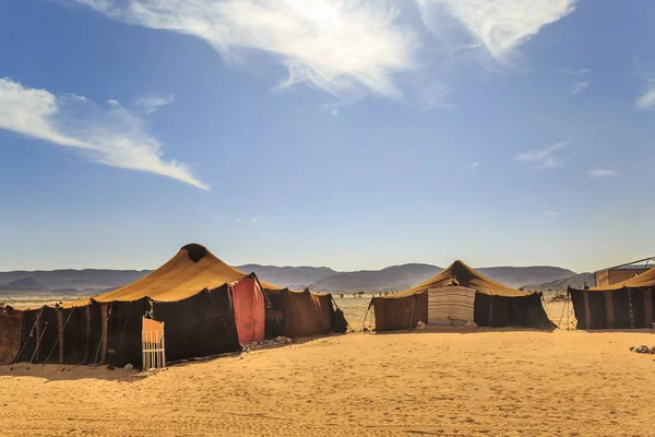 Bedouin tent with clear blue sky above it Stock Photo