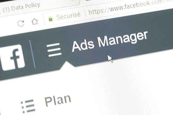 Word "Ads Manager" of the Facebook website — Stock Photo, Image