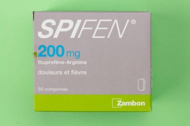 Bir kutu dikenli 200 mg. Ana molekülü ibuprofen olan genel antienflamatuar bir ilaçtır.